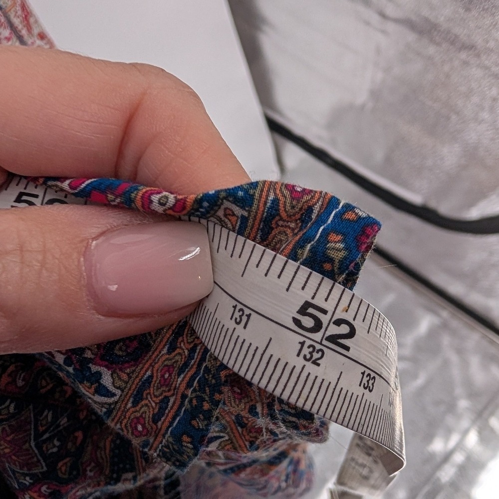 Haute Hippie Paisley Floral Maxi Dress 10 Red Blue Boho Tie Back Cottage Prairie - Picture 8 of 14